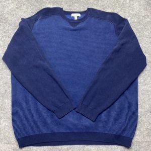 Peter Millar Mens Sweater Large Blue Crown Sport Silk Blend Pullover Crew Neck L